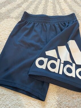 Adidas kid’s Navy Athletic Shorts with Bold Logo